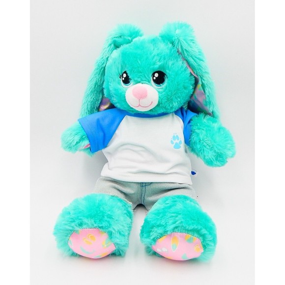 Build A Bear Beach Bunny Summer Ocean Vibes Green Plush Stuffed Animal Pink Ears - Picture 1 of 11